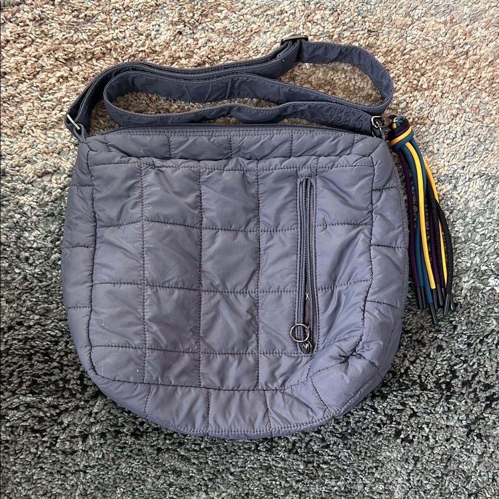 Elegant Quilted Gray Crossbody Bag
